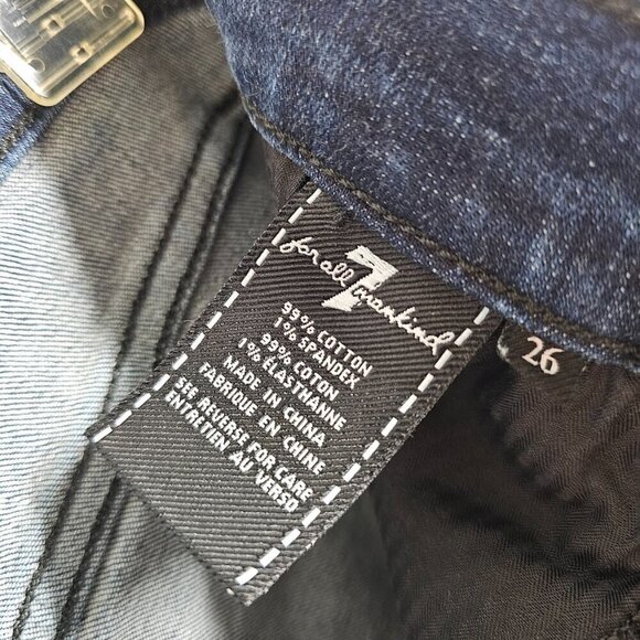 Women's 7 FOR ALL MANKIND The Ankle Skinny Jeans DARK WASH BLUE size 26 Denim - Picture 6 of 10
